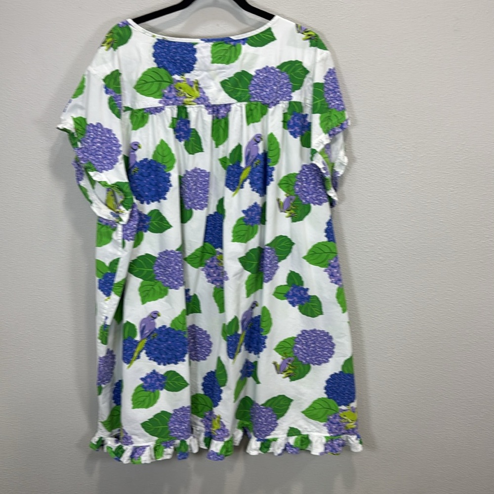 Printfresh Blue and Green hydrangea bird Floral robe and night dress - Picture 8 of 13